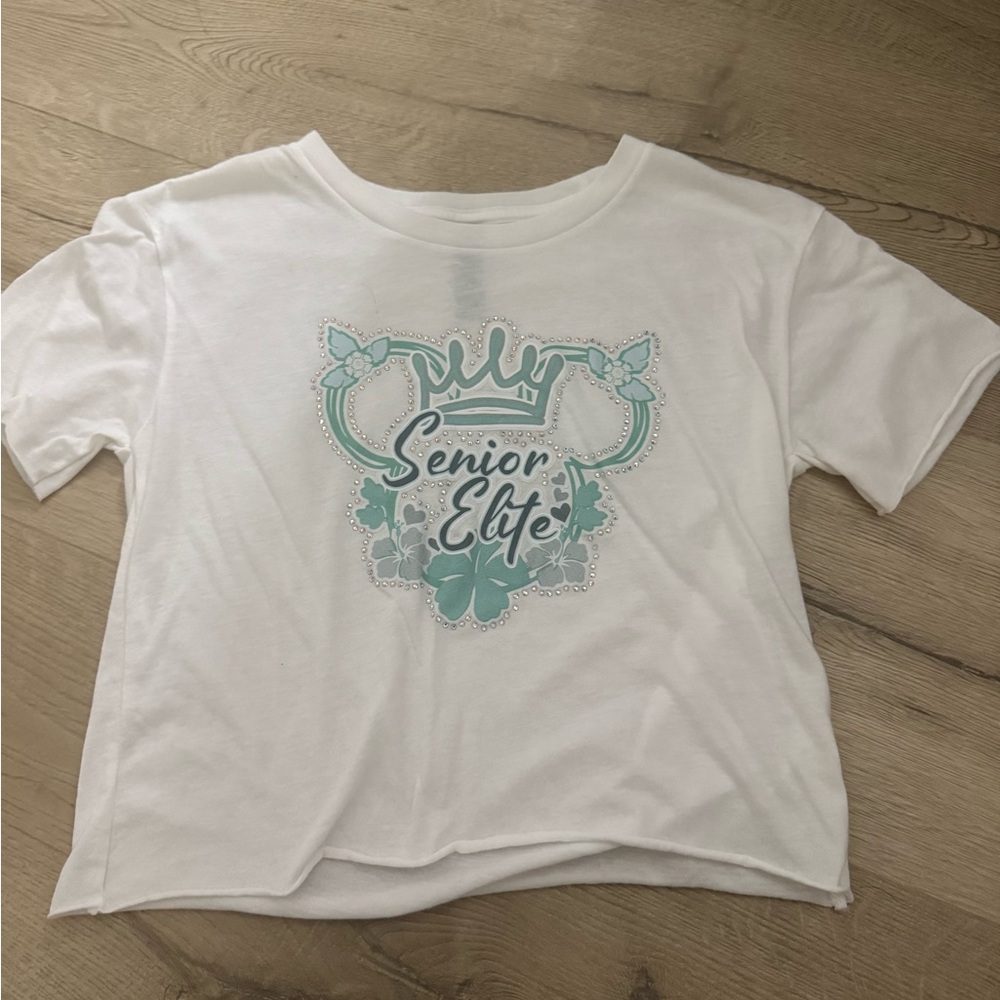 white senior elite crop top